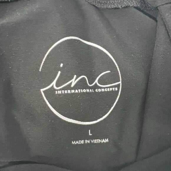 INC International Concepts Fitted Top Womens L Black Illusion Sleeves Stretch - Picture 6 of 7